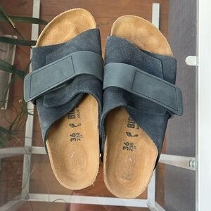 Birkenstock Tokyo Blue Suede Slip-On Sandals with Adjustable Strap